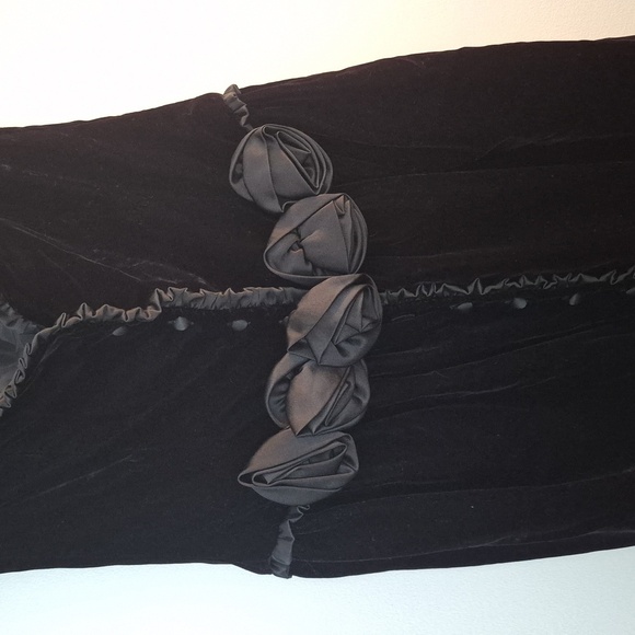 Vintage Ann Taylor Velvet Satin Trim Fitted Dress Sweetheart Neck Satin Rosettes - Picture 4 of 6